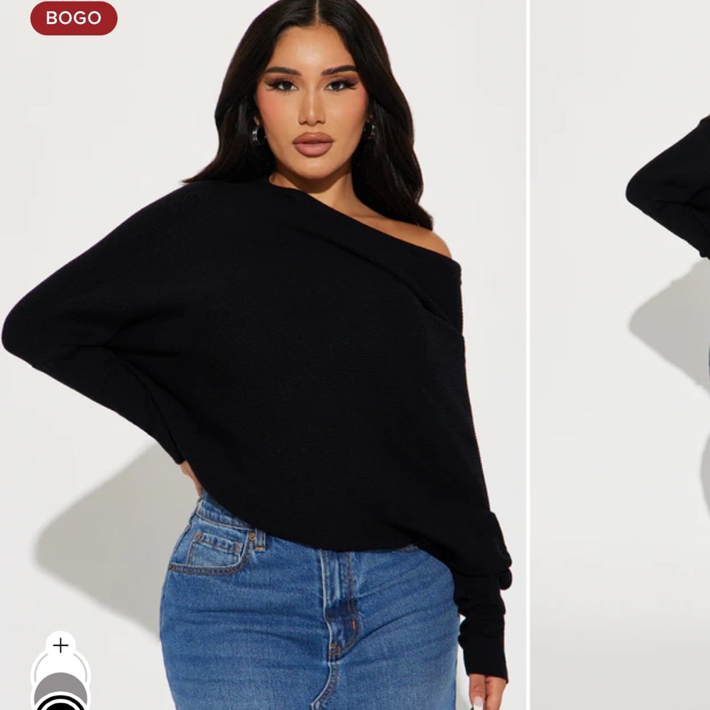 NWT Elegant Black Off-Shoulder Sweater